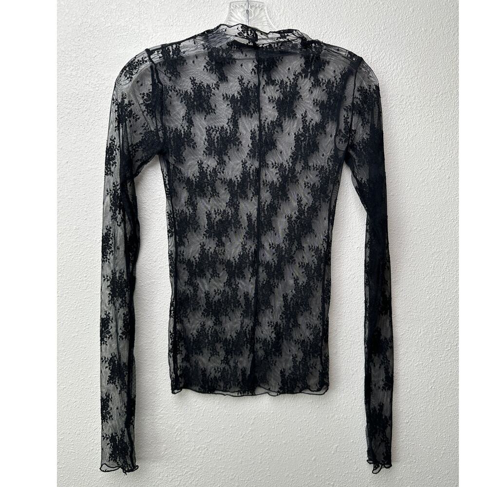 Free People Lady Lux Black Sheer Lace Floral Top XS - Picture 4 of 9